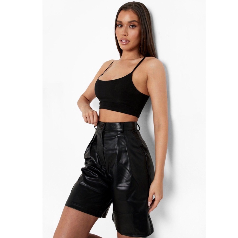 Boohoo vegan leather shorts